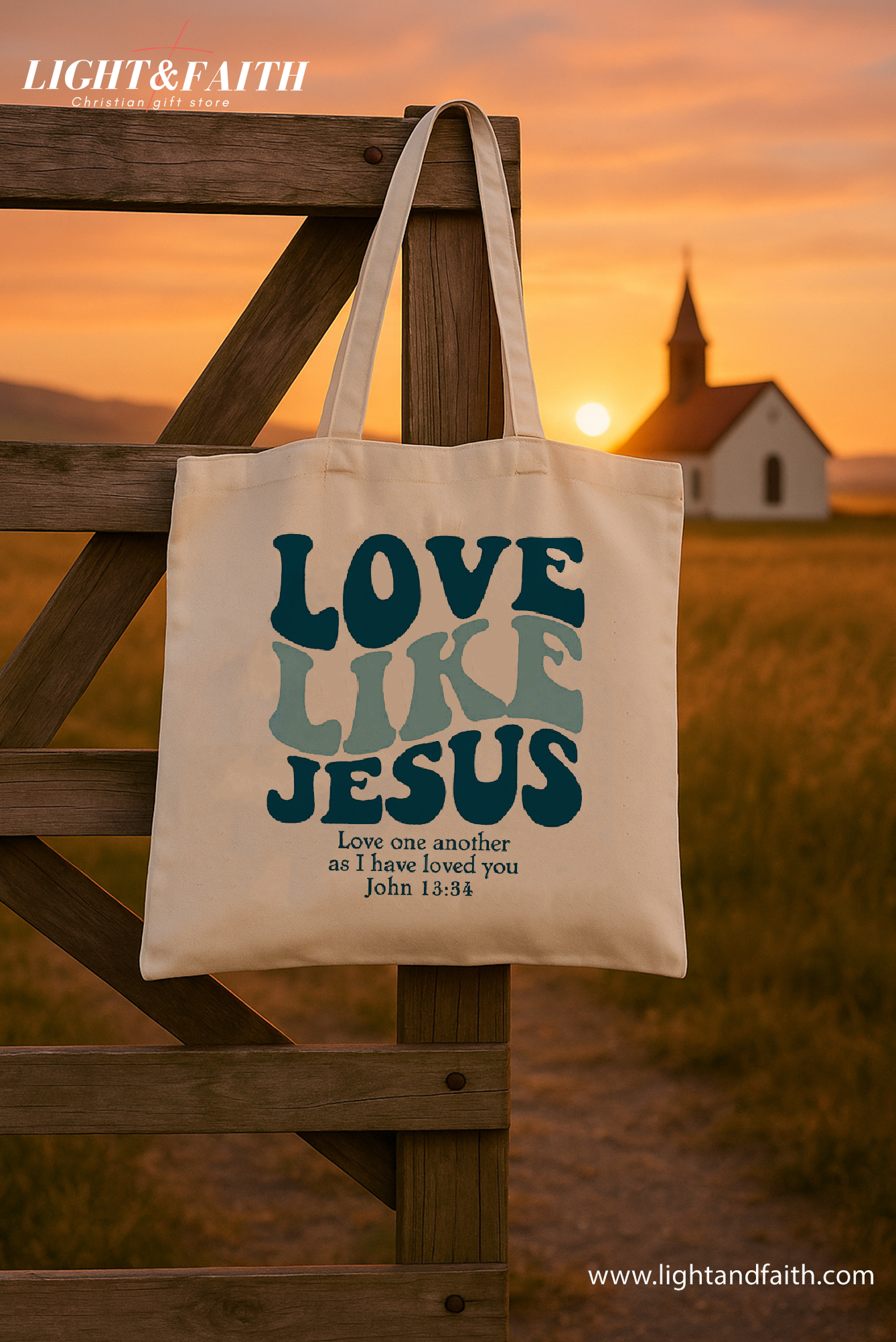 Love Like Jesus Christian Tote Bag – Canvas Tote – Faith-Based Gift – Trendy Aesthetic Tote – Cute Christian Bag – Religious Accessories TBLAF19